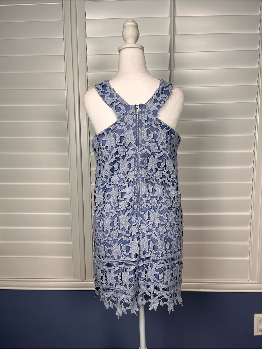 GB Sky Blue Lace Midi Summer Dress Garden Party Size Small - Picture 4 of 6